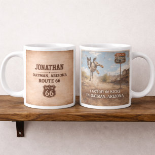 Anpassad Oatman-åsnedosa Route 66-årsjubileumspres Jumbo Mugg