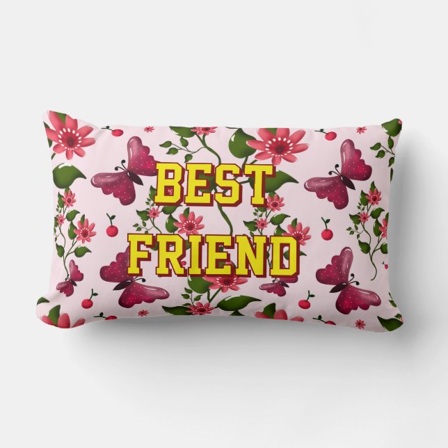 Anpassad och personlig blomster fjärilsmönster  lumbarkudde (Framsida)
