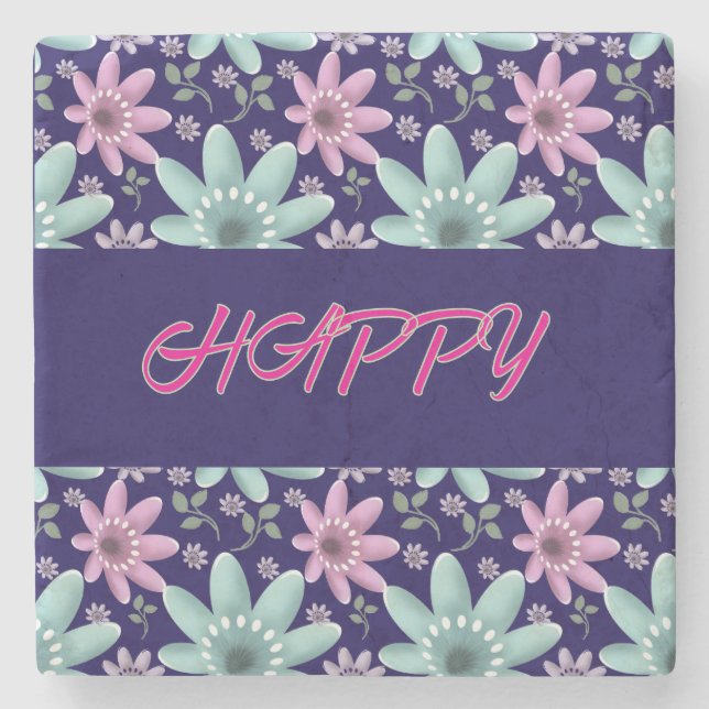 Anpassad och personlig blomsterpingisracket stenunderlägg (Framsidan)