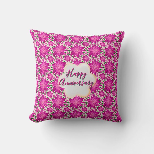 Anpassad och personlig rosa blomster  kudde (Framsida)
