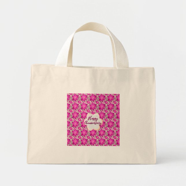 Anpassad och personlig rosa blomster  mini tygkasse (Framsidan)
