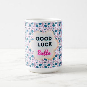 Anpassad och personlig teal och rosa blomsterdesig kaffemugg