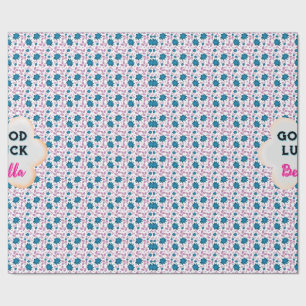 Anpassad och personlig teal och rosa blomsterdesig presentpapper