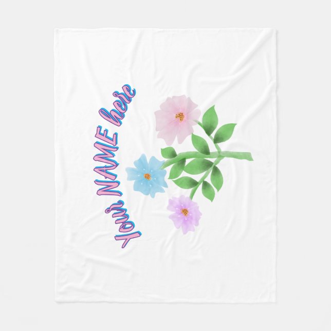 Anpassad och personlig vattenfärg blommig gåva  fleecefilt (Framsidan)