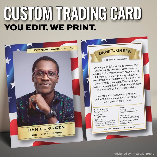 Anpassad offentlig tjänst Trading Card, amerikansk (Custom Public Service Trading Card, American Flag Card)