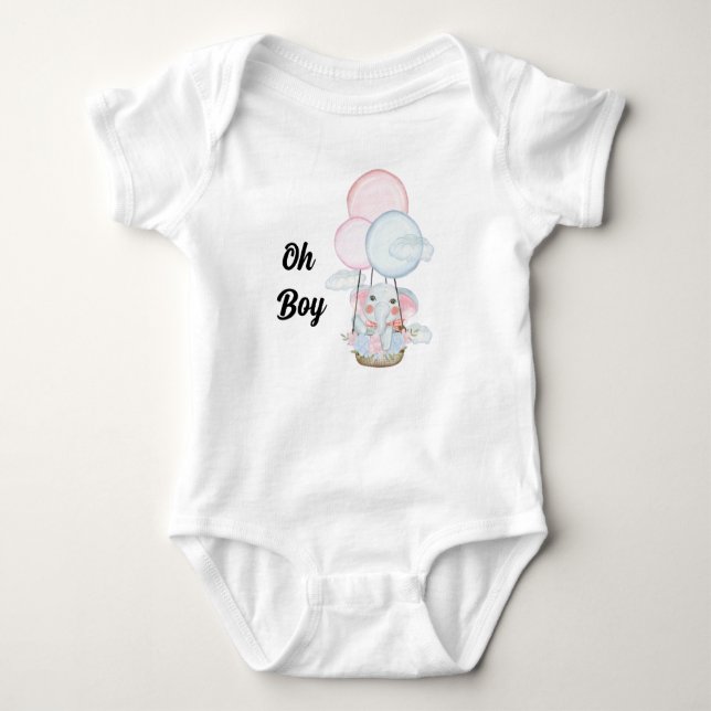 Anpassad  oh Baby  oh pojke Elefant  Baby Body T Shirt (Framsida)