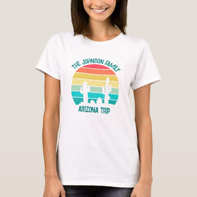 Anpassad Ökenkaktus Solnedgångsresa Dam T Shirt (Framsida)