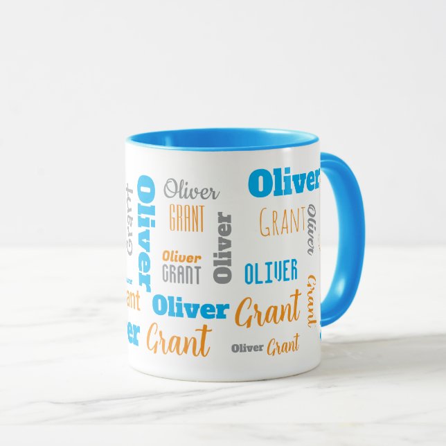 Anpassad Oliver Grant Signatur Ord Moln Namn Mugg (Framsida höger)