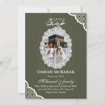 Anpassad Olivgrön Umrah Mubarak Fotokort Elegant
