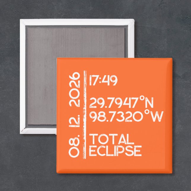 Anpassad Orange 2026 Solförmörkelse Magnet (Solar eclipse magnet keepsake
)
