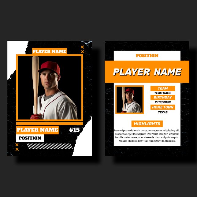 Anpassad Orange Basebollspelare Kort Profil (Skapare uppladdad)