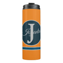 Anpassad orange grå blå Monogram Elegant