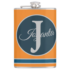 Anpassad orange grå blå Monogram Elegant Fickplunta