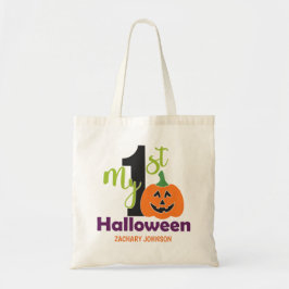 Anpassad Orange Lila Jack Lantern Första Halloween Tygkasse