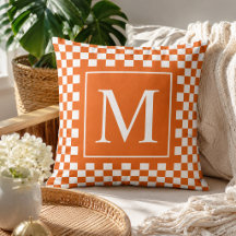 Anpassad orange rutig monogram initialbokstav