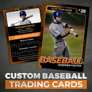 Anpassad Orange & Svart Pro Baseballkort