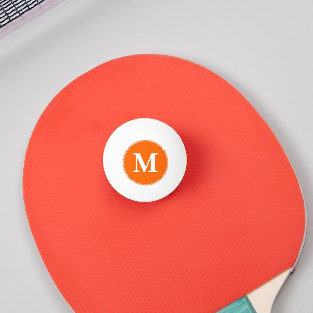 Anpassad Orange Vit Monogram Bordtennis Öl Pingisboll (Custom Orange White Monogrammed Table Tennis Beer Ping Pong Ball)