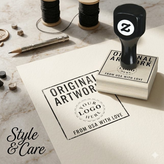 Anpassad Original Konst Text Logotyp Träkonst Stämpel (Custom Original Artwork Text Logo Wood Art Rubber Stamp)