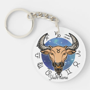 Anpassad Oxen & Jungfrun Zodiaknyckelring