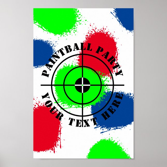 Anpassad paintball Födelsedagsfest paint splatter Poster (Framsidan)