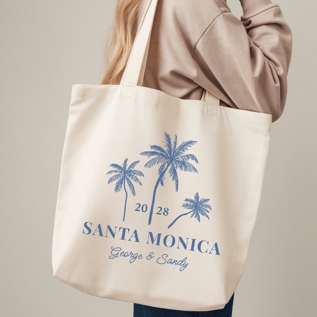 Anpassad palmträds-handväskaspresent för möhippa tygkasse (Personalized gifts for wedding guests, Palm tree beach weddings, Bachelorette party favors)