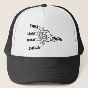Anpassad Papa Fist Bump Trucker Hatt med 4 Namn Keps