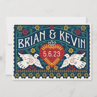 Anpassad Papel Picado Love birds uppdaterad bjudan Inbjudningar