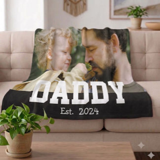 Anpassad Pappa Etablerad Svart Modern Fet Text Fleecefilt