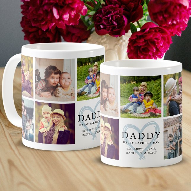 Anpassad Pappa Glad Fars Dag Söt Fotokollage Kaffemugg (Skapare uppladdad)