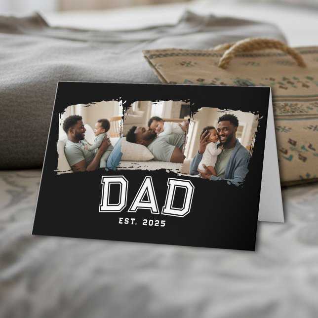 Anpassad Pappa Grundade Första Fars Dag 3 Foto Kort (Skapare uppladdad)
