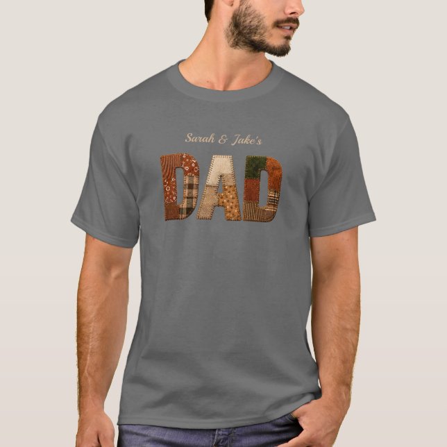 Anpassad Pappa Med Barnens Namn T-Shirt (Framsida)