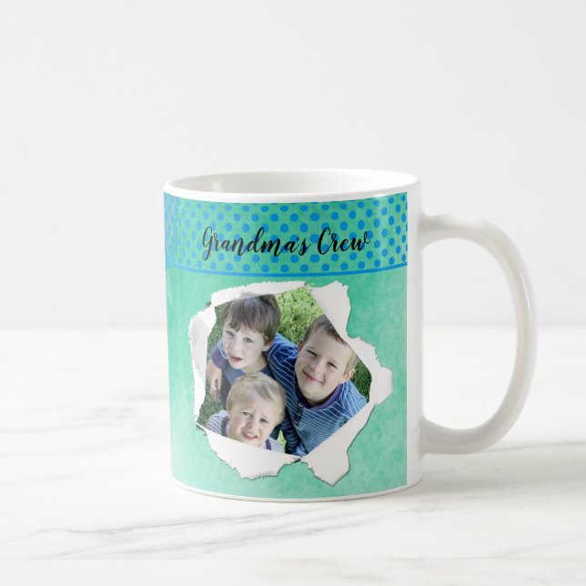 Anpassad Pappershål Foto Blå Grön Mall Kaffemugg (Höger)