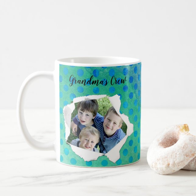 Anpassad Pappershål Foto Blå Punkter Mall Kaffemugg (Med munk)