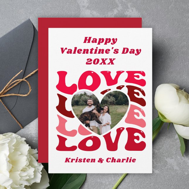 Anpassad Par Foto Glad Alla Hjärtans Dag Julkort (Custom Couple Photo Happy Valentine's Day Holiday Card
)