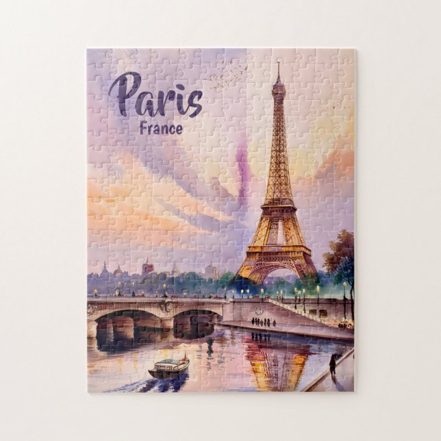 Anpassad Paris Frankrike Eiffeltornet Solnedgång A Pussel (Vertikal)