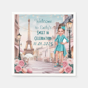 Anpassad Paris och Rosor Sweet 16 i Paris Pappersservett