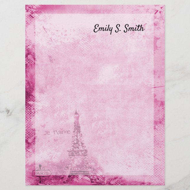 Anpassad Paris-tema Vintage Scrapbook-skrivpapper (Framsida)