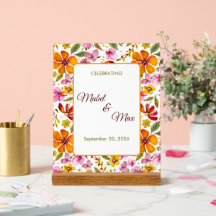 Anpassad partiskylt Rosa Orange Röd Blommig