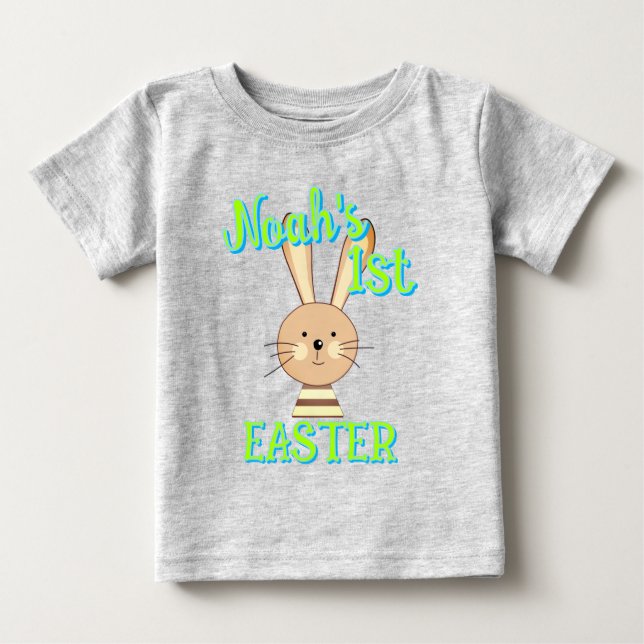 Anpassad påsk lycklig kanin barnklänning babykläde t shirt (Framsida)
