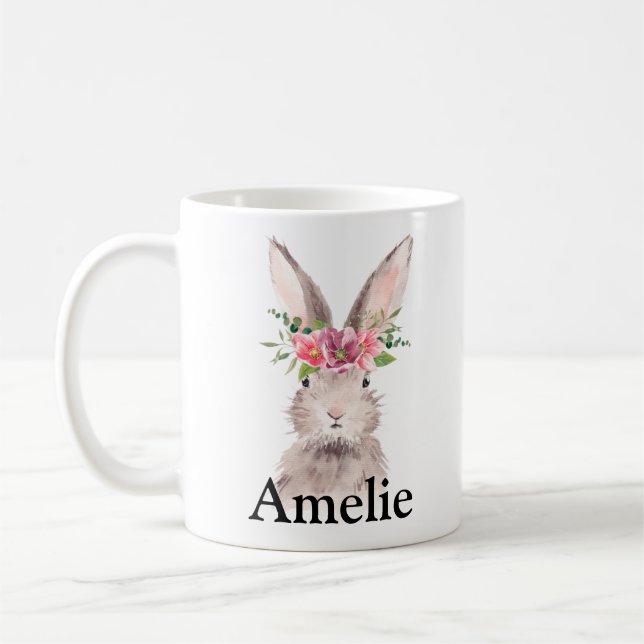Anpassad Påskhare för Namn Cute Kaffemugg (Vänster)