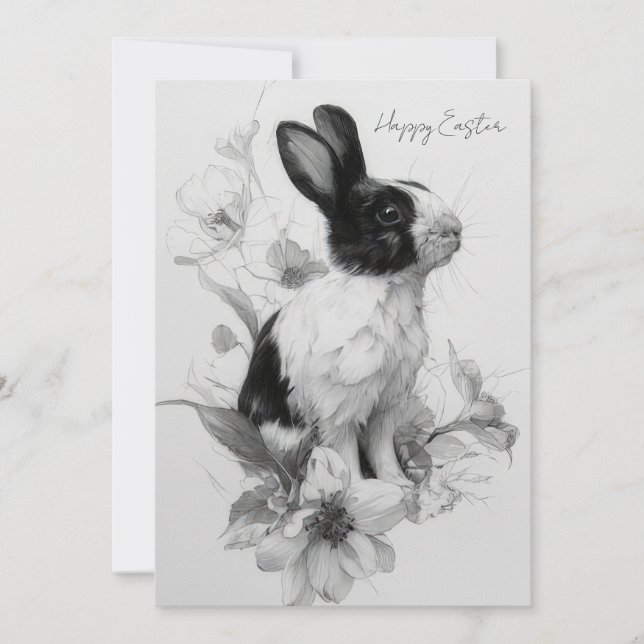 Anpassad påskkort med blommor och påskharen julkort (Framsida)