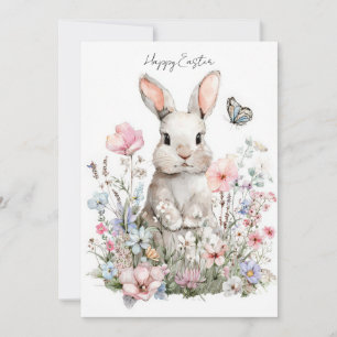 Anpassad påskkort med blommor och påskharen julkort