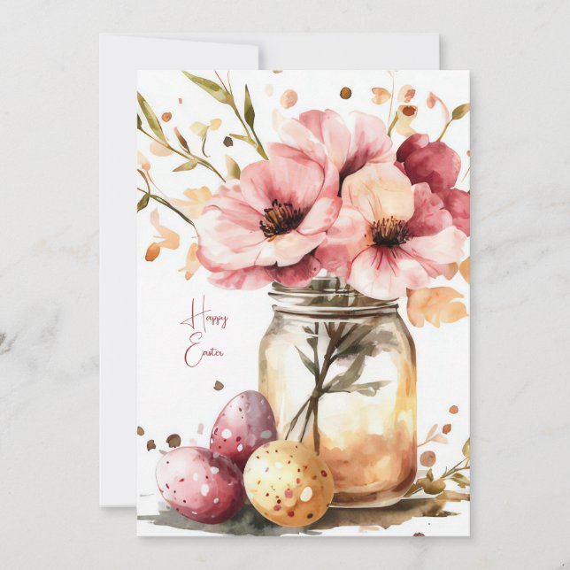Anpassad påskkort med påskägg och blommor inbjudningar (Framsida)