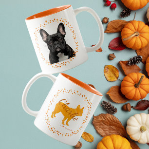 Anpassad pastell orange fransk bulldog mug foto Två-Tonad mugg