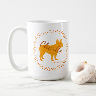 Anpassad Pastell orange fransk bulldog Silhuett mu Kaffemugg