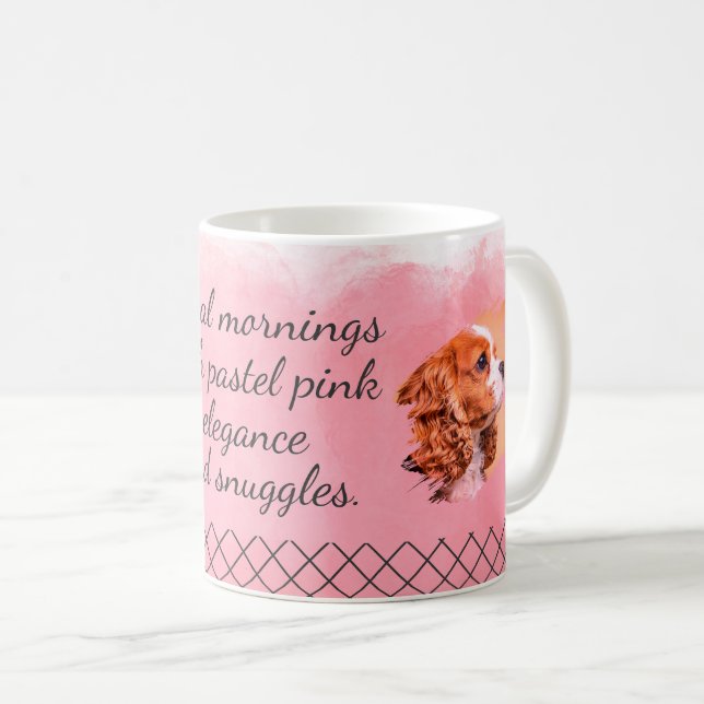 Anpassad Pastell Rosa Cavalier King Charles Spanie Kaffemugg (Framsida höger)