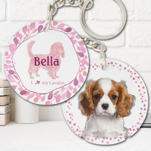 Anpassad pastell rosa cavalier-nyckelring Foto 