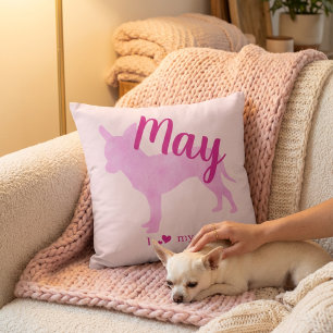 Anpassad Pastell Rosa Chihuahua Silhuett Accent Kudde