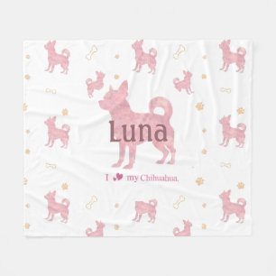 Anpassad Pastell rosa Chihuahua Siluett filt
