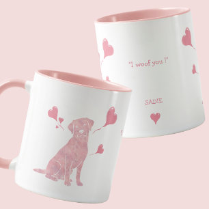 Anpassad Pastell Rosa Labrador Retriever Alla Hjär Mugg